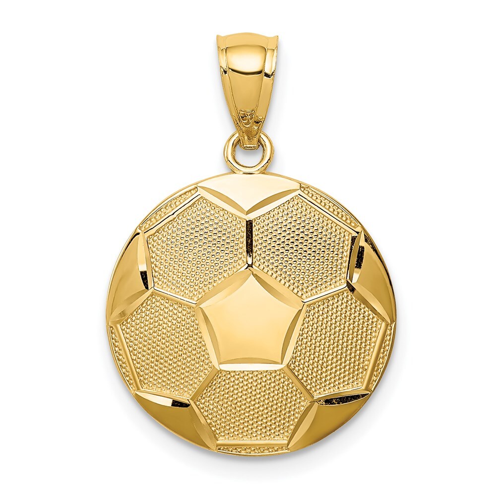 14k Yellow Gold Soccer Ball Pendant for Women