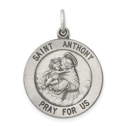 Sterling Silver Antiqued Saint Anthony Medal Pendant