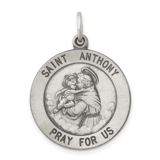 Sterling Silver Antiqued Saint Anthony Medal Pendant