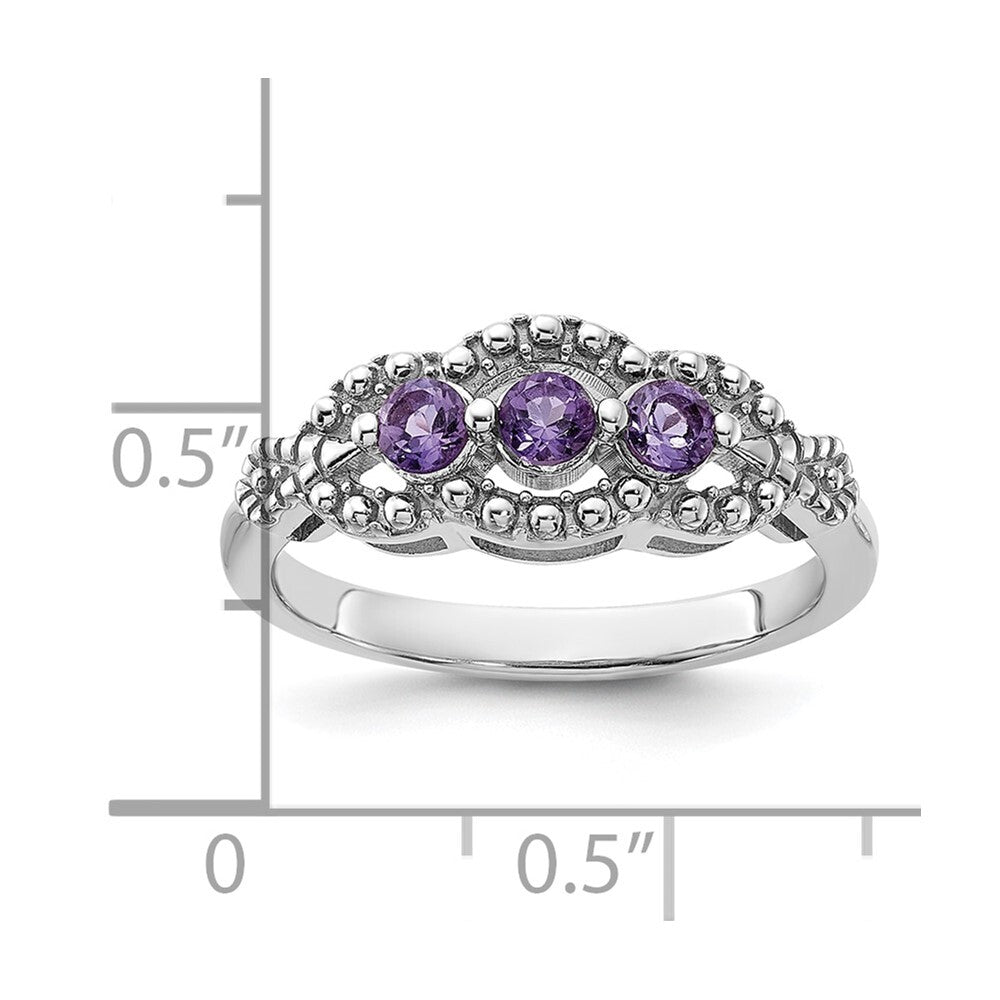 Sterling Silver Rhodium-plated Amethyst Ring Size 8