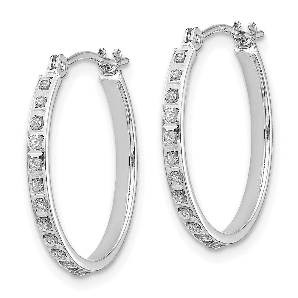 14k White Gold Diamond Fascination Round Hinged Hoop Earrings Gift for Women