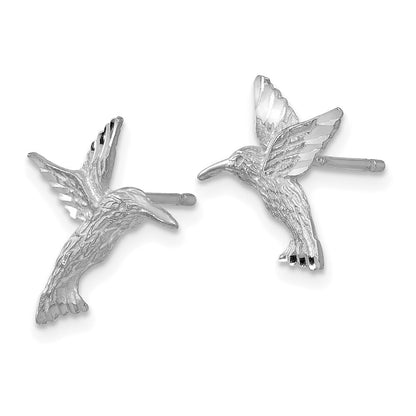 14k White Gold Hummingbird Stud Earrings Gift for Women