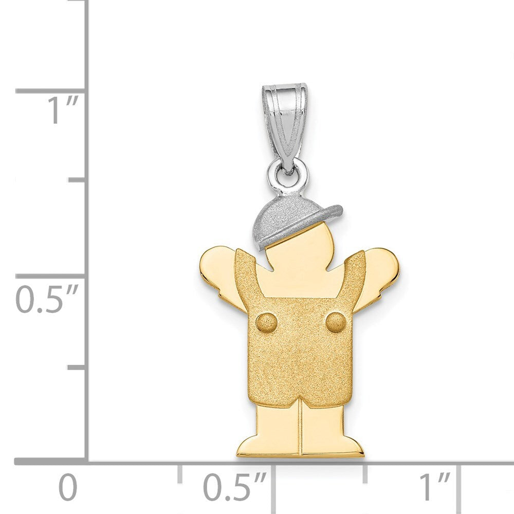 14k Two-tone Gold Small Boy with Hat on Left Engravable Charm Pendant