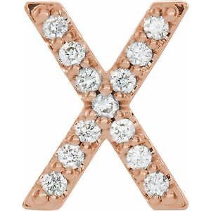 14k Rose Gold .05 CTW Natural Diamond Initial X Stud Earring Single for Women