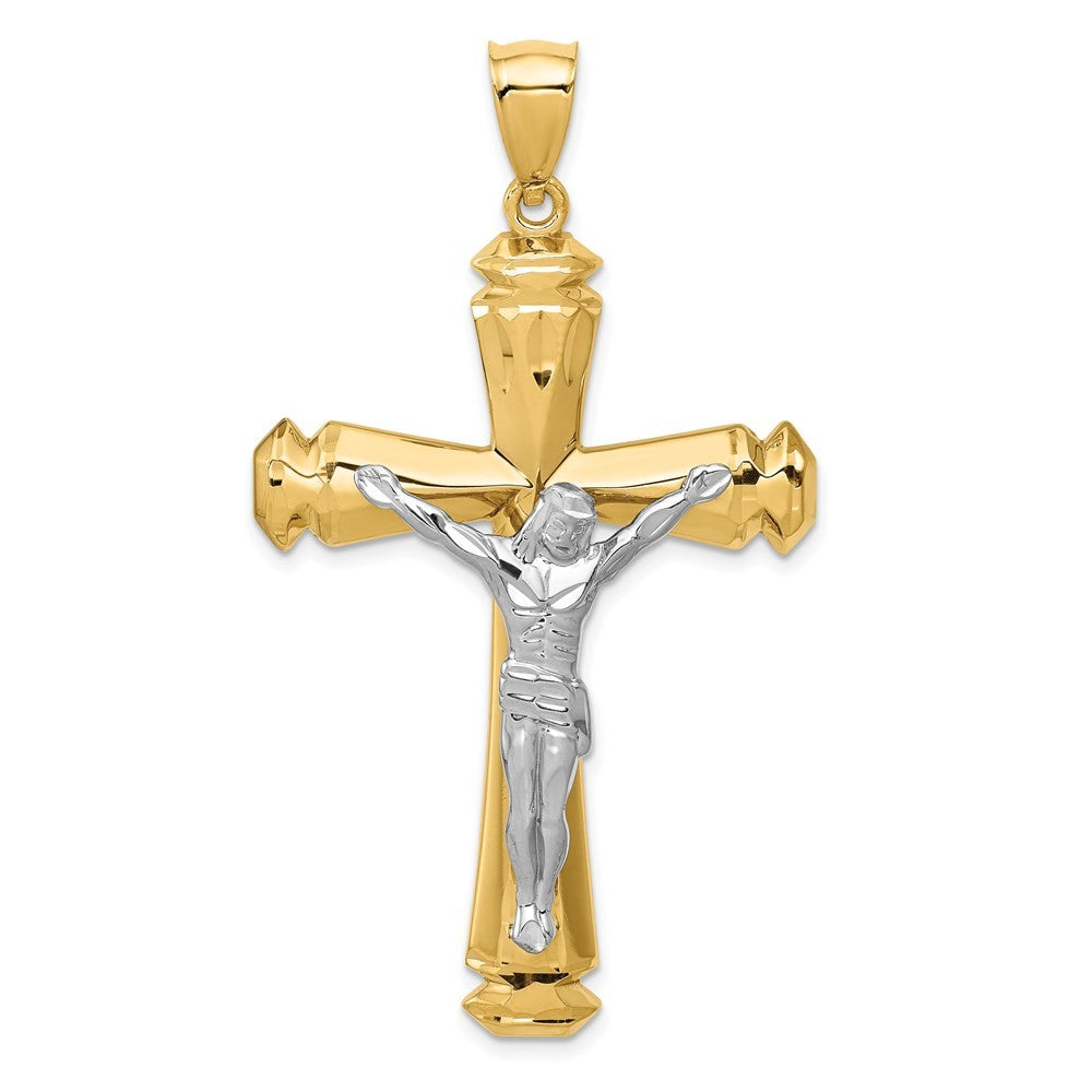 14k Two-Tone Gold Polished Crucifix Pendant