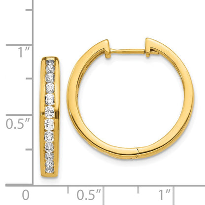 14k Yellow Gold Diamond Hinged Hoop Earrings