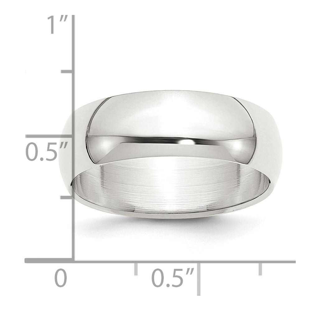 Sterling Silver 7mm Half Round Size 12 Band Ring
