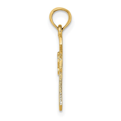 14k Yellow Gold Cut-Out Cross w/ Dove Charm