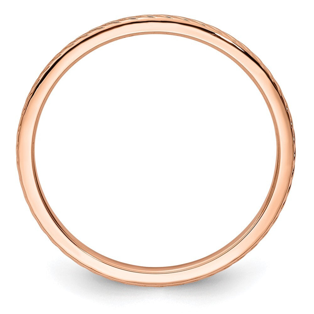 14K Rose Gold 1.2mm Twisted Wire Pattern Stackable Band Size 9