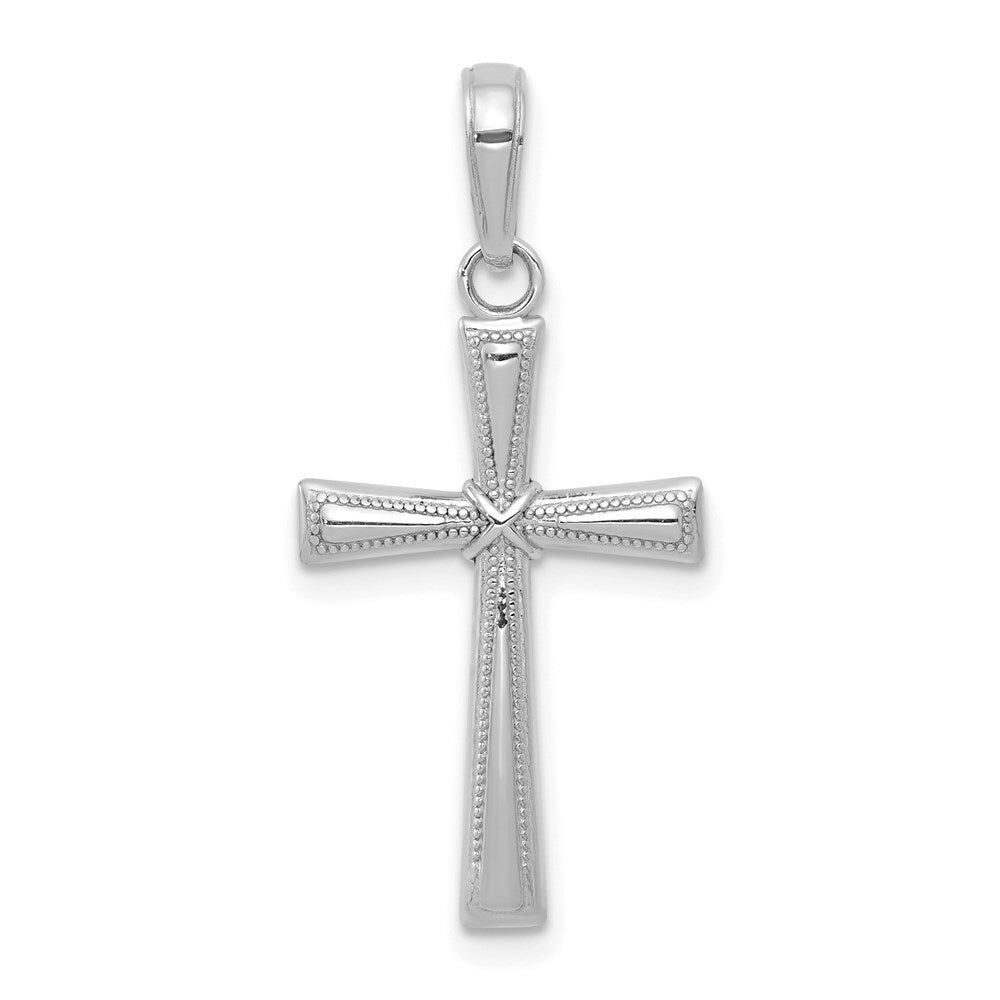 14k White Gold Diamond-cut X Cross Pendant for Women