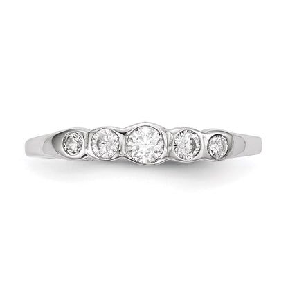 Sterling Silver Rhodium-plated 5-stone Bezel Set Cubic Zirconia Ring Size 8