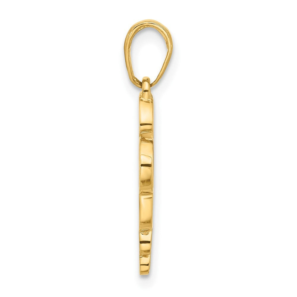 14k Yellow Gold and White Rhodium Diamond-Cut Heart It's A Girl Pendant