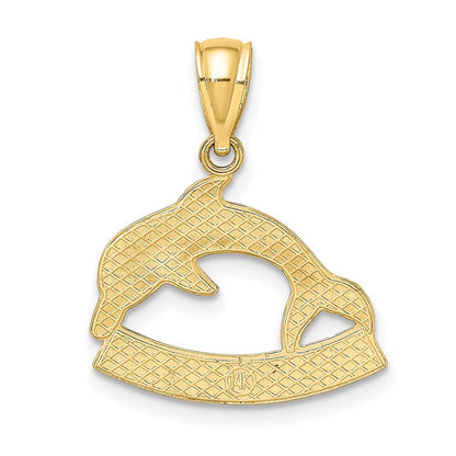 14k Yellow Gold KEY WEST Dolphin Charm Pendant for Women