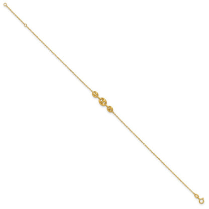 14k Yellow Gold Fancy Mariner Link 10" Anklet