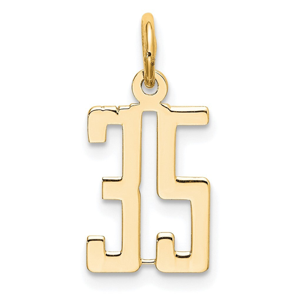 14k Yellow Gold Small Elongated Number 35 Charm Pendant for Women