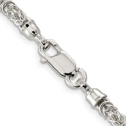 Sterling Silver 4mm Fancy Byzantine Chain Necklace