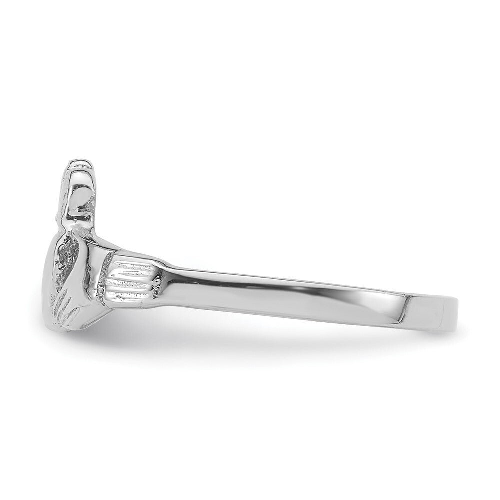 Sterling Silver Rhodium-plated Claddagh Ring Size 7