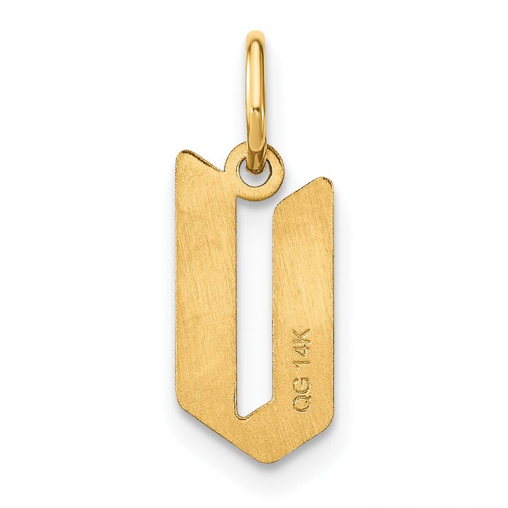 14k Yellow Gold Letter V Initial Pendant for Women