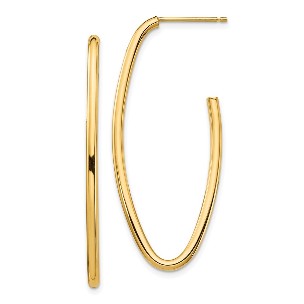 14k Yellow Gold Polished Pointed Oval Dangle Earrings