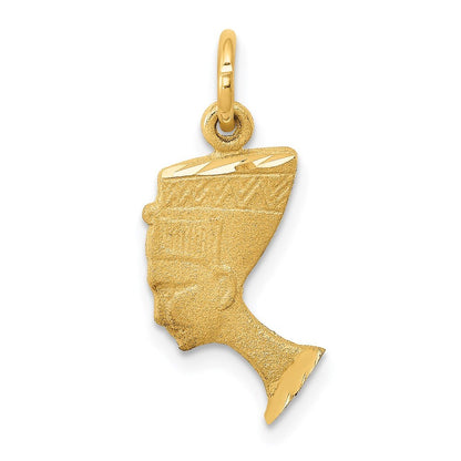 14k Yellow Gold Satin Front / Polished Back Nefertiti Charm Pendant for Women