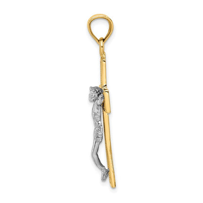 14k Two-tone Gold Crucifix Pendant for Women