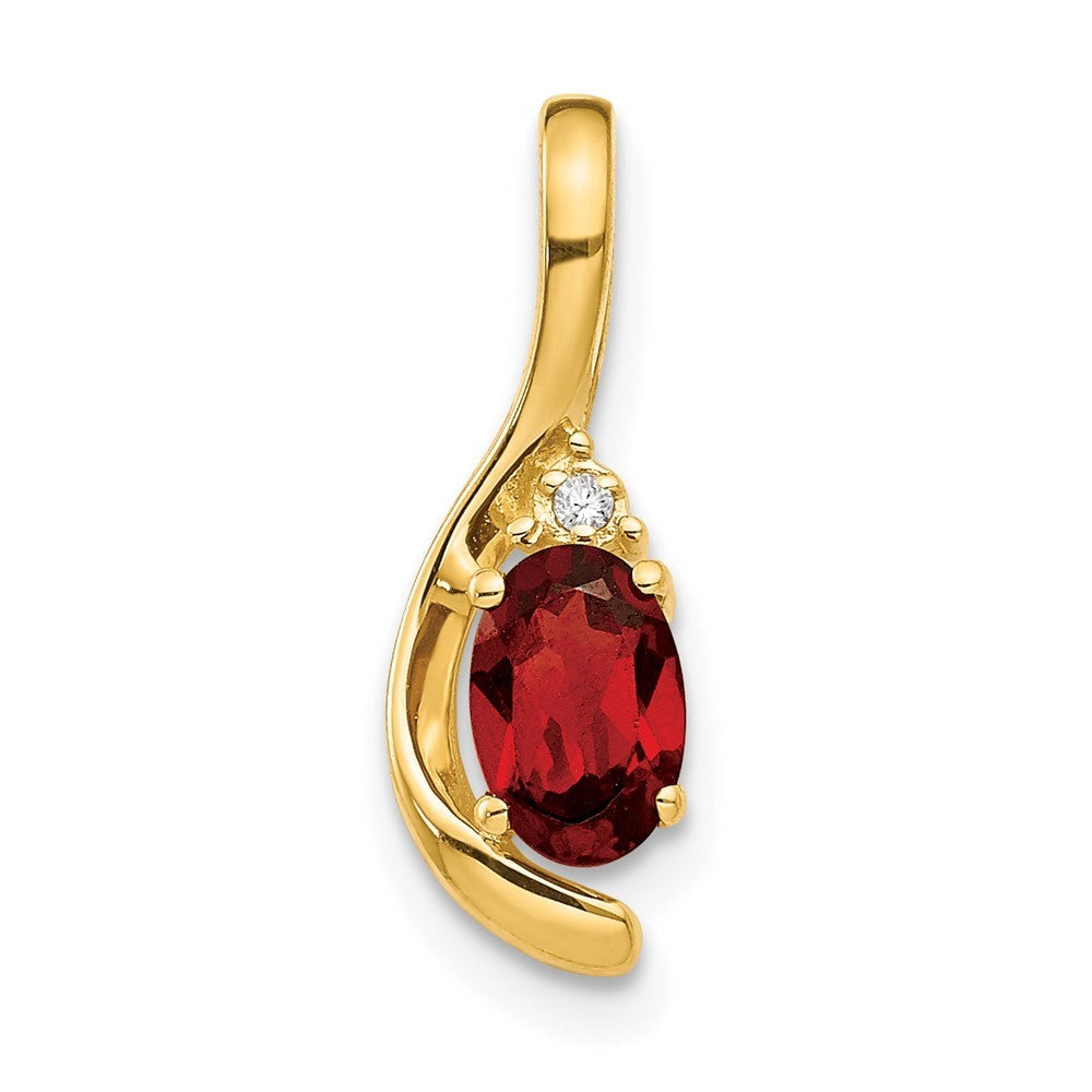 14k Yellow Gold Garnet and Diamond Pendant