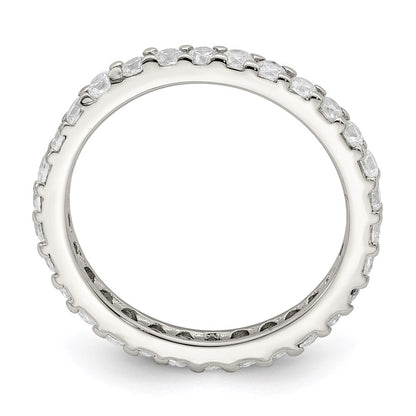 Sterling Silver Rhodium-plated Cubic Zirconia Ring Size 7