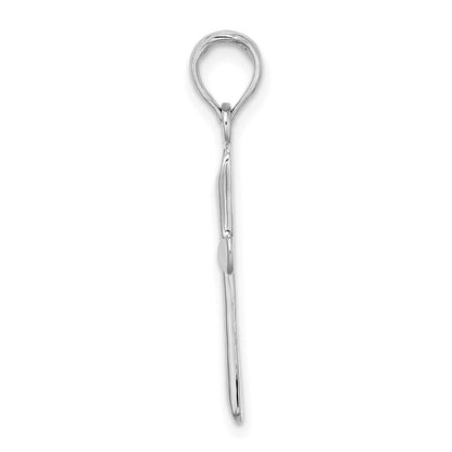14k White Gold Polished Beveled Tip Cross Charm Pendant