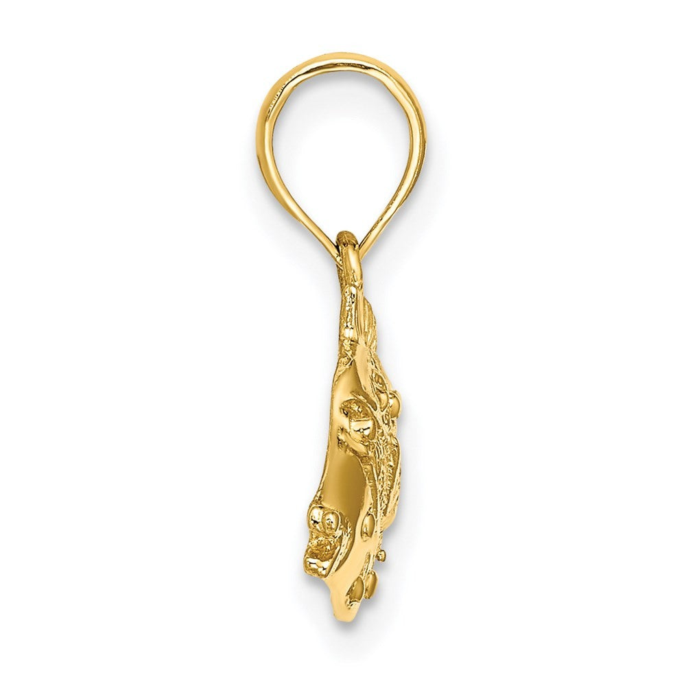 14k Yellow Gold 2-D Polished Engraved Fish Charm Pendant