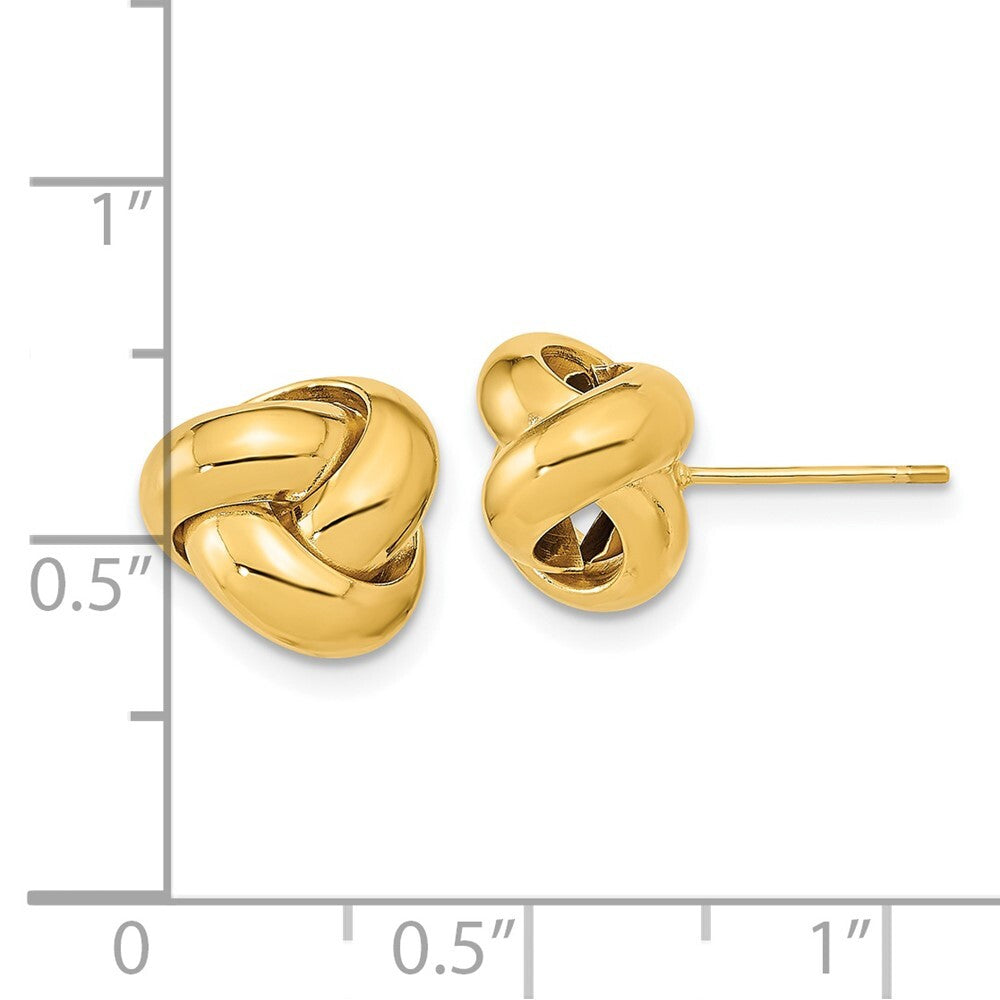 14k Yellow Gold Polished Love Knot Stud Earrings Gift for Women
