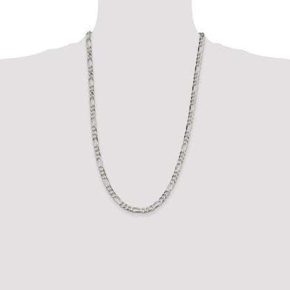 Sterling Silver 5.5mm Lightweight Flat Figaro Chain