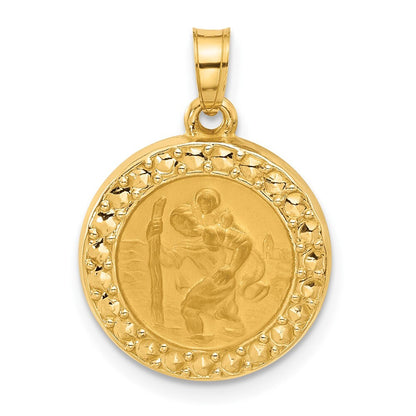 14k Yellow Gold Hollow St. Christopher Medal Pendant for Women