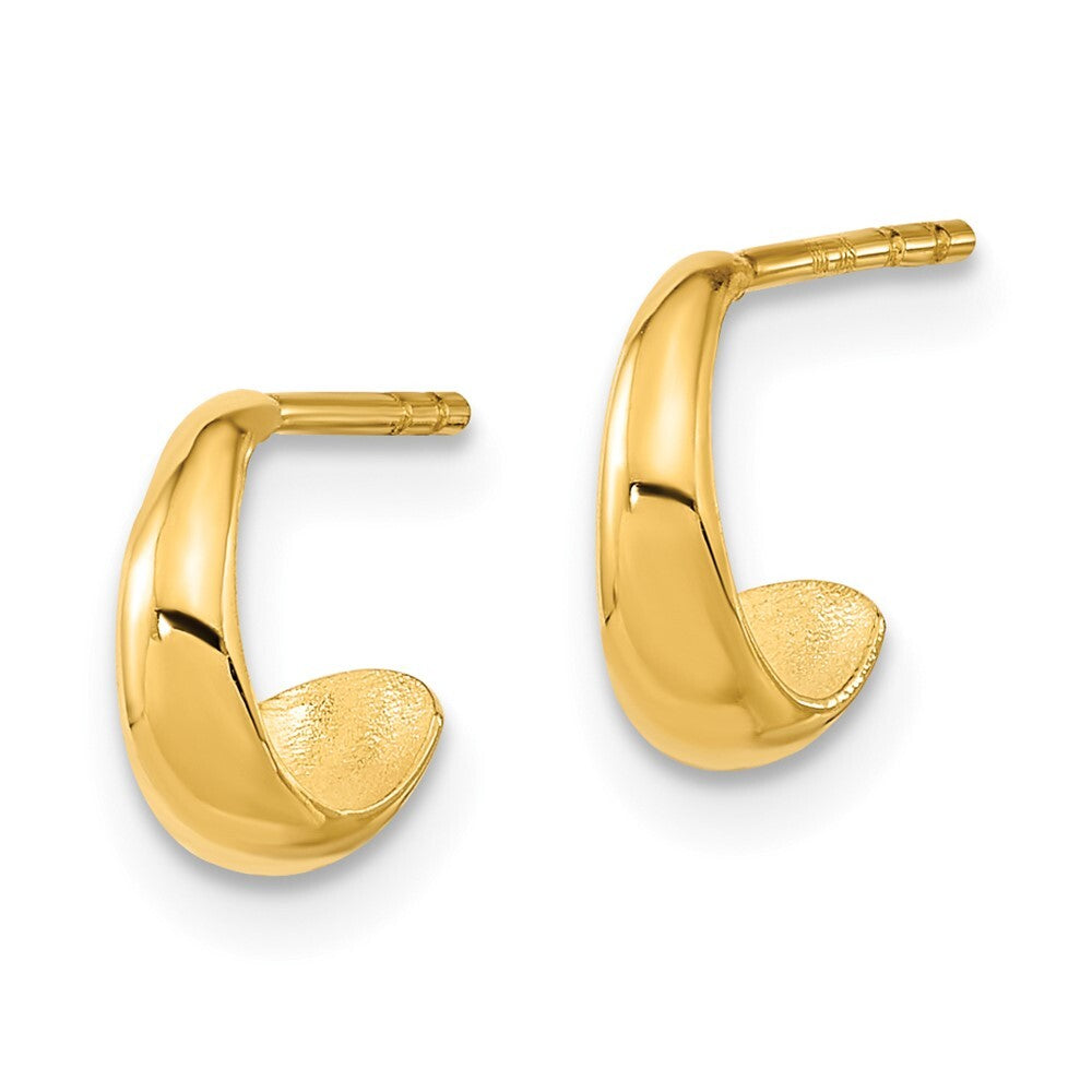 14k Yellow Gold Polished Hoop Earrings Gift for Women