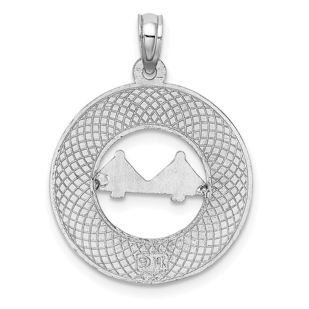14k White Gold CHARLESTON Bridge Charm Pendant for Women