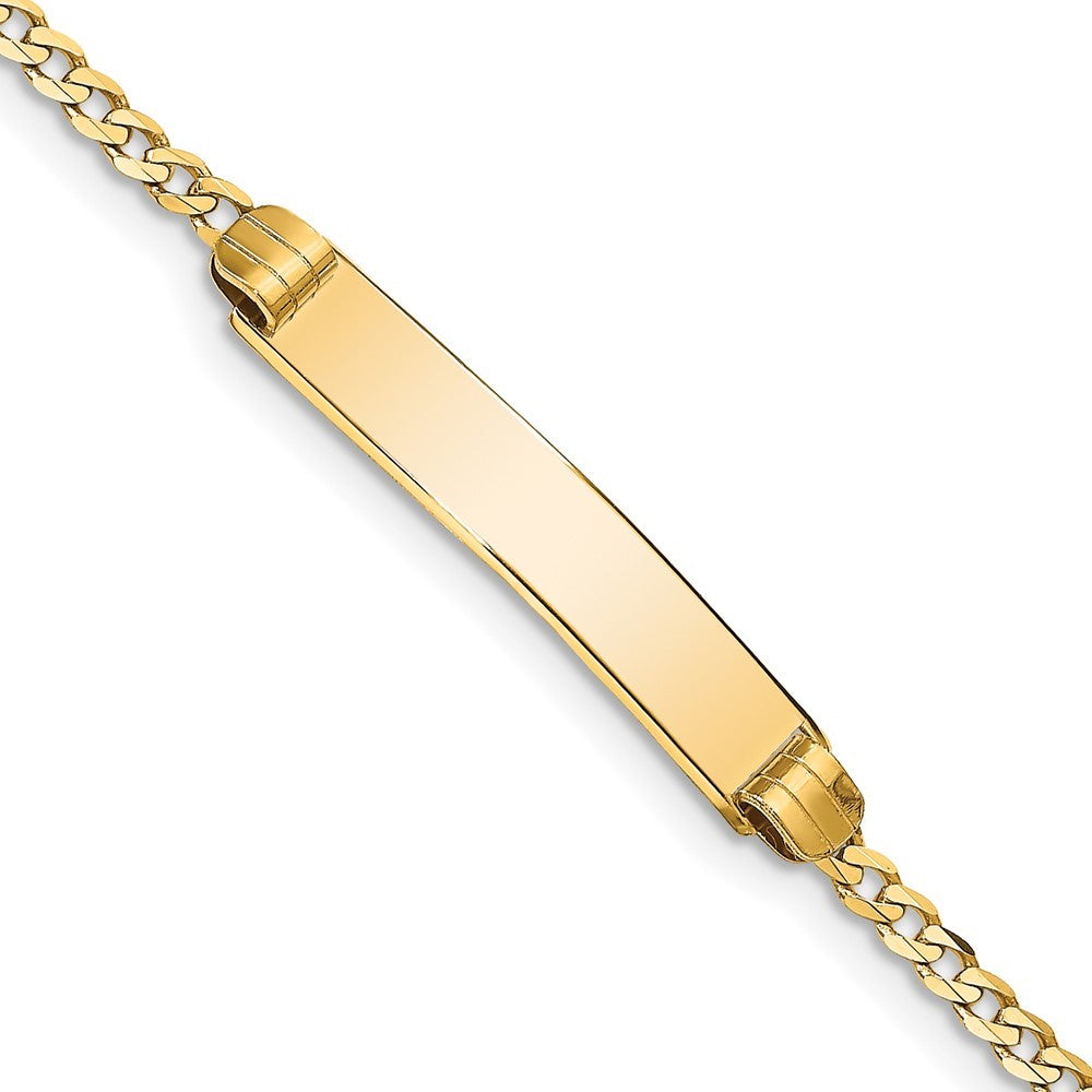 14k Yellow Gold  Solid Chain Bracelet Curb Link 25x5mm Plate 8" ID Bracelet