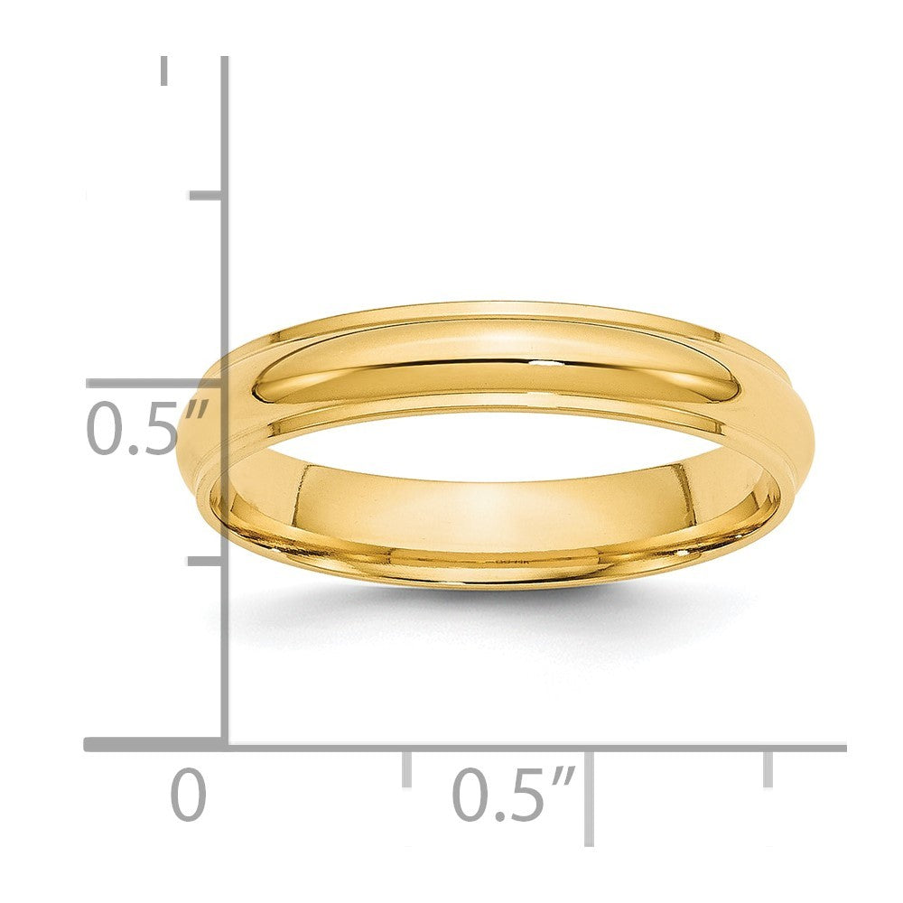 14k Yellow Gold  4mm Half Round with Edge Wedding Band Ring Size 9.5