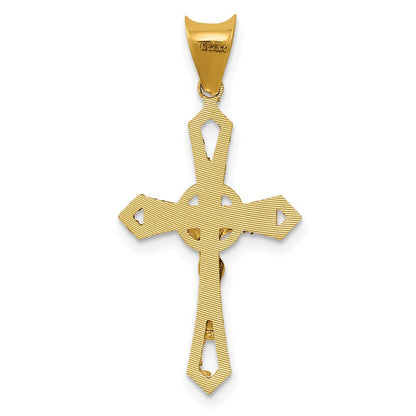 14k Yellow Gold Rhodium Crucifix Cross Pendant
