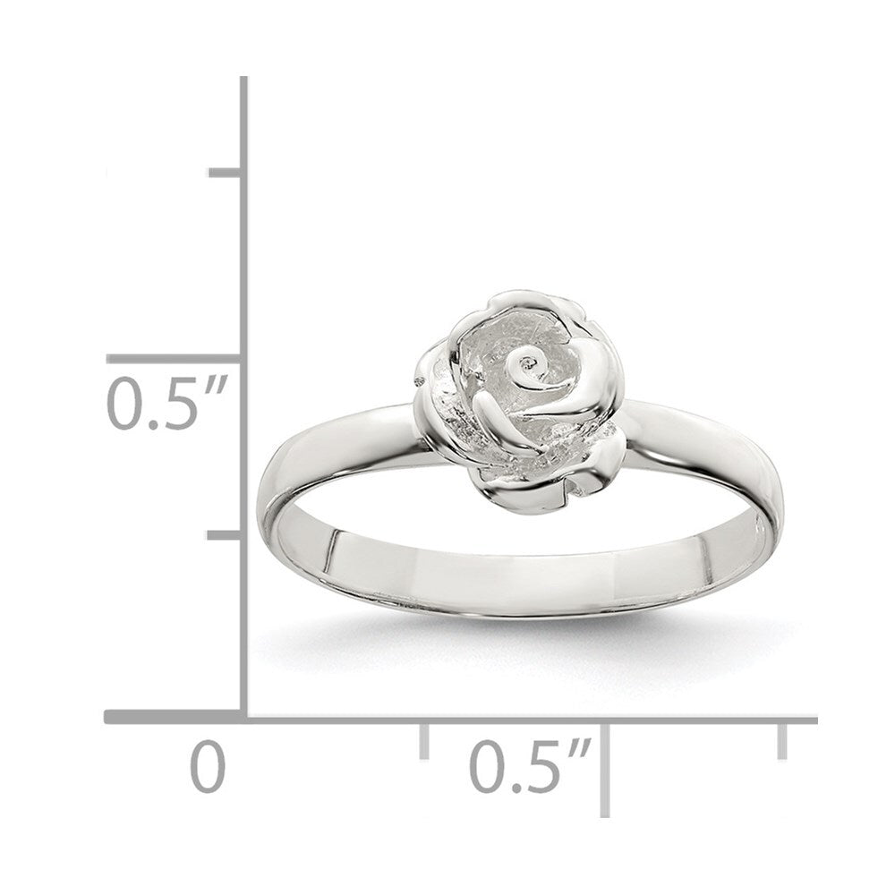 Sterling Silver 8mm Rose Ring Size 7