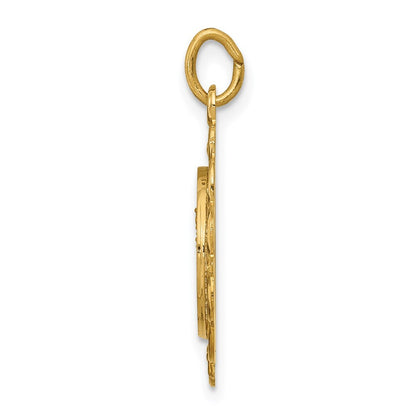 14k Yellow Gold Our Lady of Mt. Carmel Medal Charm Pendant for Women