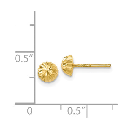 14k Yellow Gold Gold Diamond-cut 5mm Domed Stud Earrings