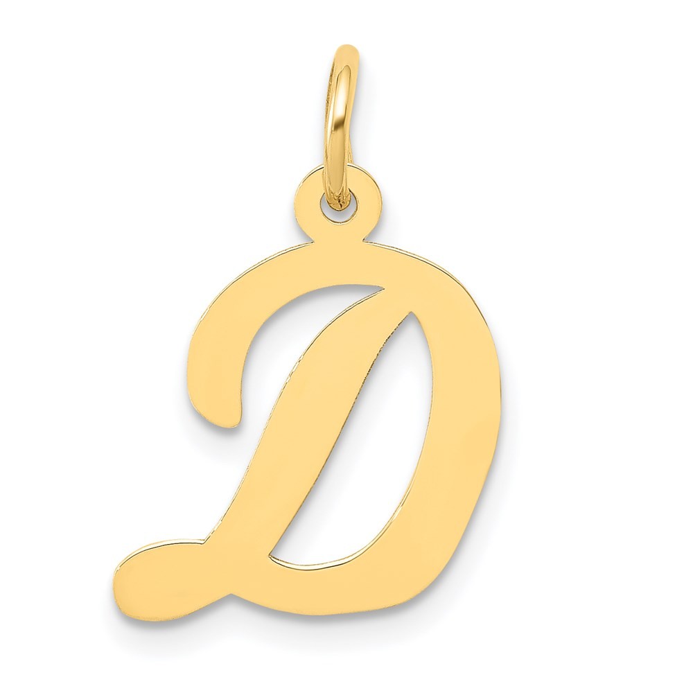 14k Yellow Gold Medium Script Letter D Initial Charm