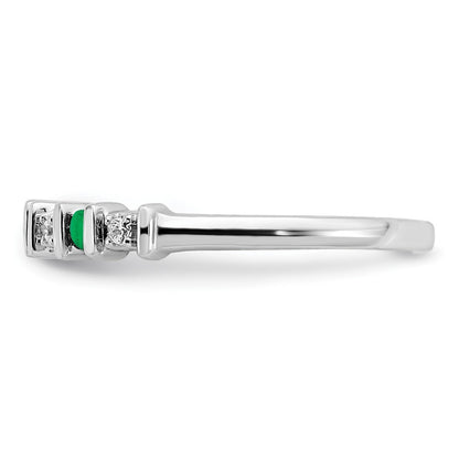 14k White Gold Emerald and Diamond Band Size 7