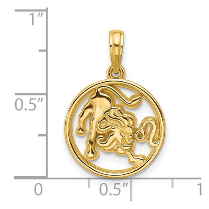 14k Yellow Gold Polished Round Leo Pendant for Women