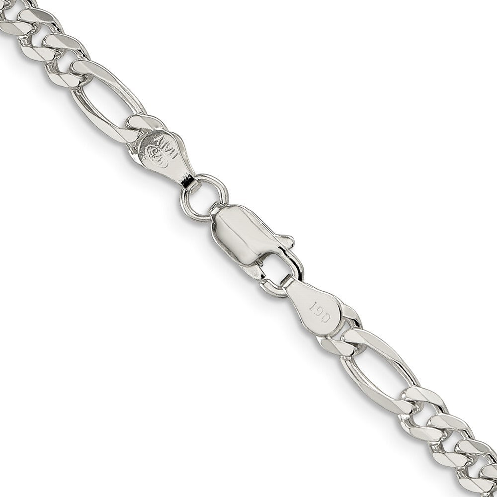 Sterling Silver 4.3mm Pav� Flat Figaro Chain