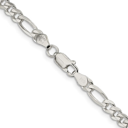 Sterling Silver 4.3mm Pav� Flat Figaro Chain