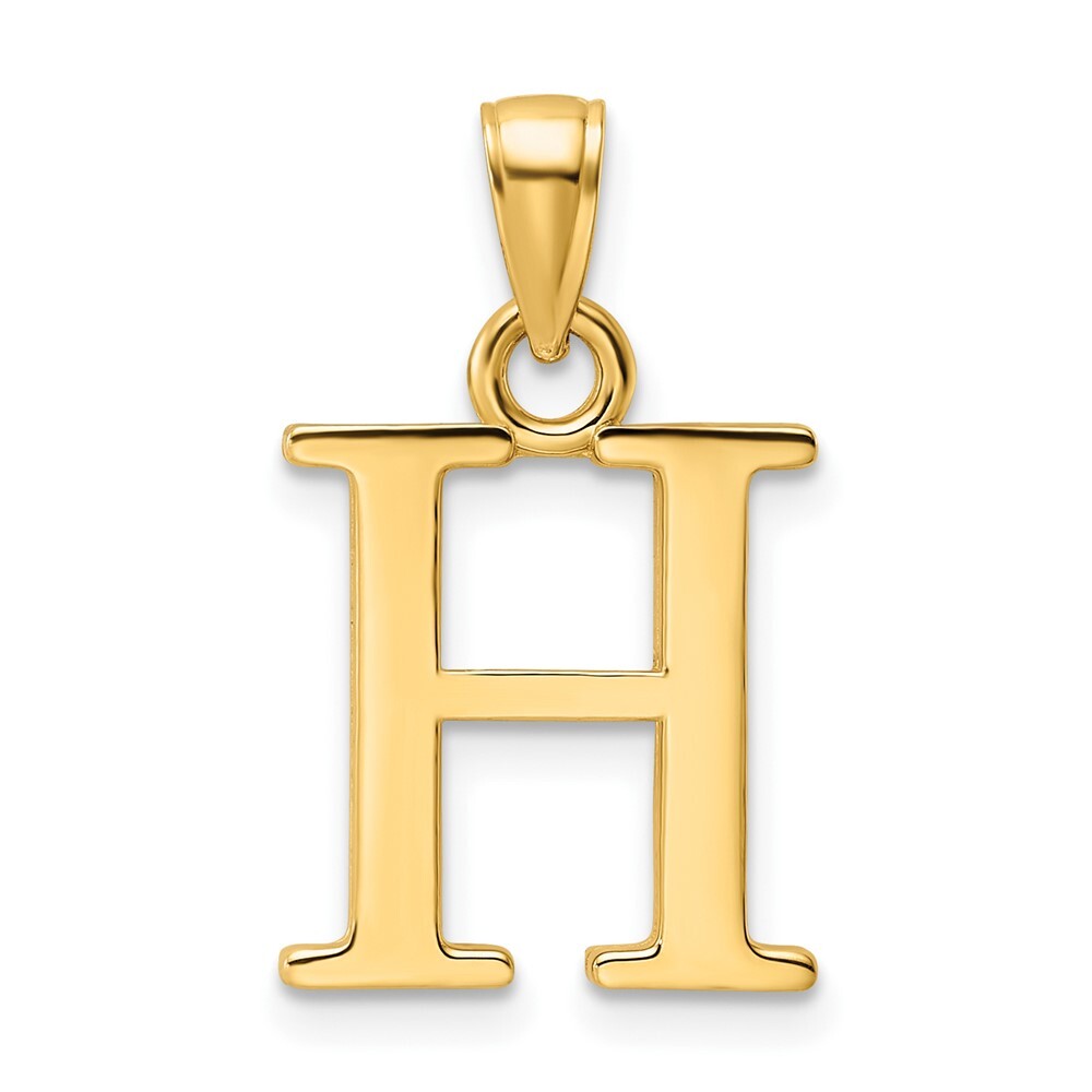 14k Yellow Gold Polished Letter H Pendant for Women