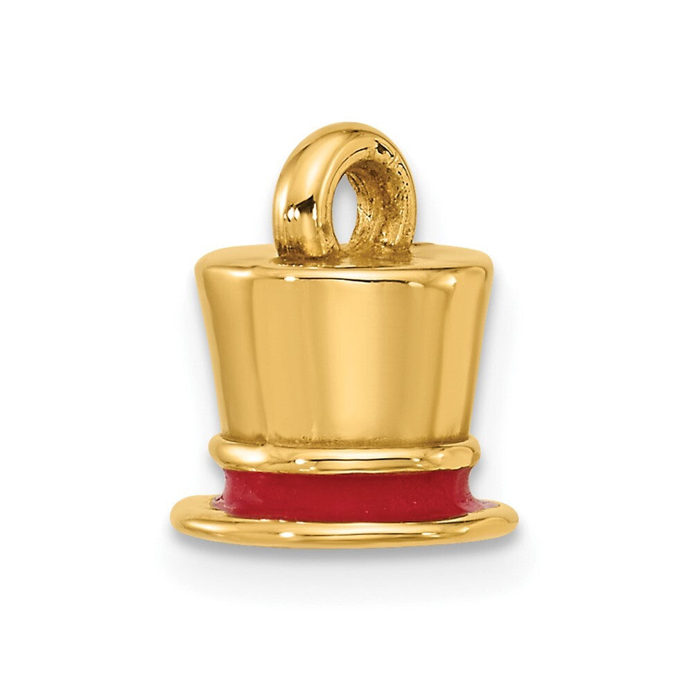 14k Yellow Gold Fancy Top Hat Charm Pendant for Women