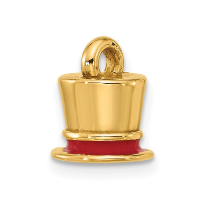 14k Yellow Gold Fancy Top Hat Charm Pendant for Women