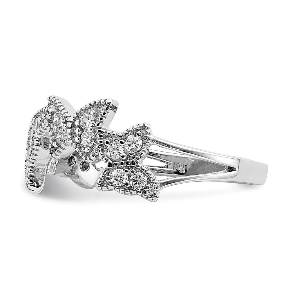 Sterling Silver Rhodium-plated Butterfly Cubic Zirconia Ring Size 6