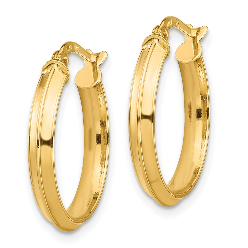 14k Yellow Gold Polished Medium 3mm Hoop Earrings Gift for Women